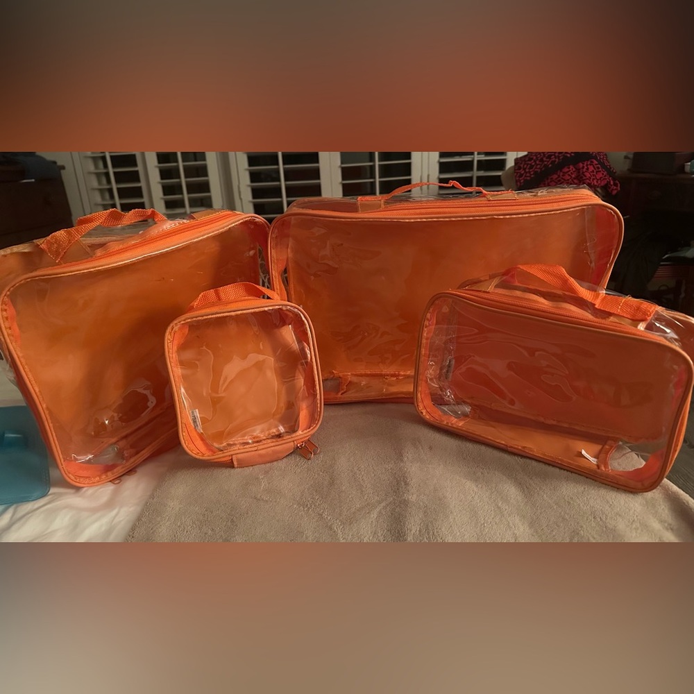 EZPacking.com Set of 4 Orange Transparent Travel Bags